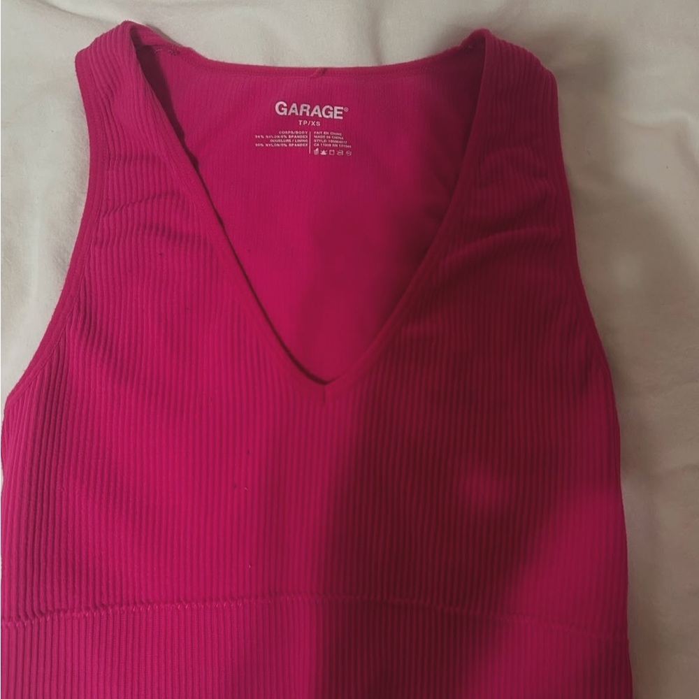 Garage Women's Pink Ribbed Top